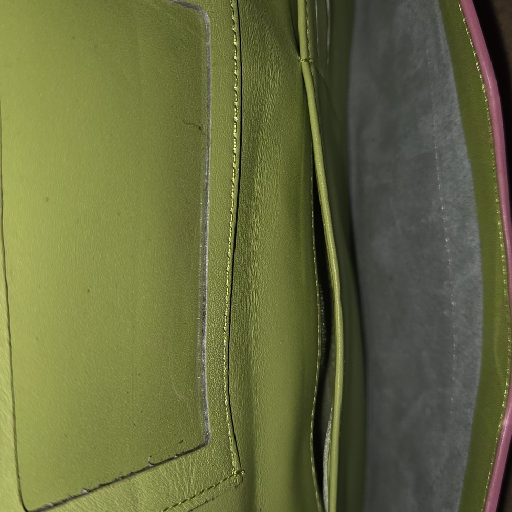 Lilly Pulitzer Rare PinkGreen Leather Clutch NWOT - Picture 6 of 11